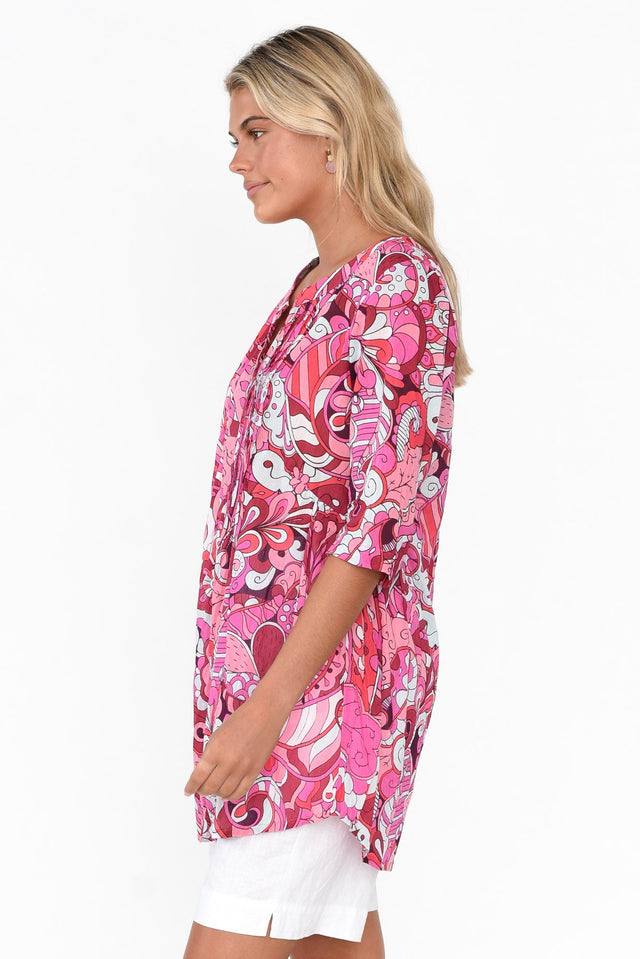 Indra Pink Paisley Cotton Tunic Top image 4