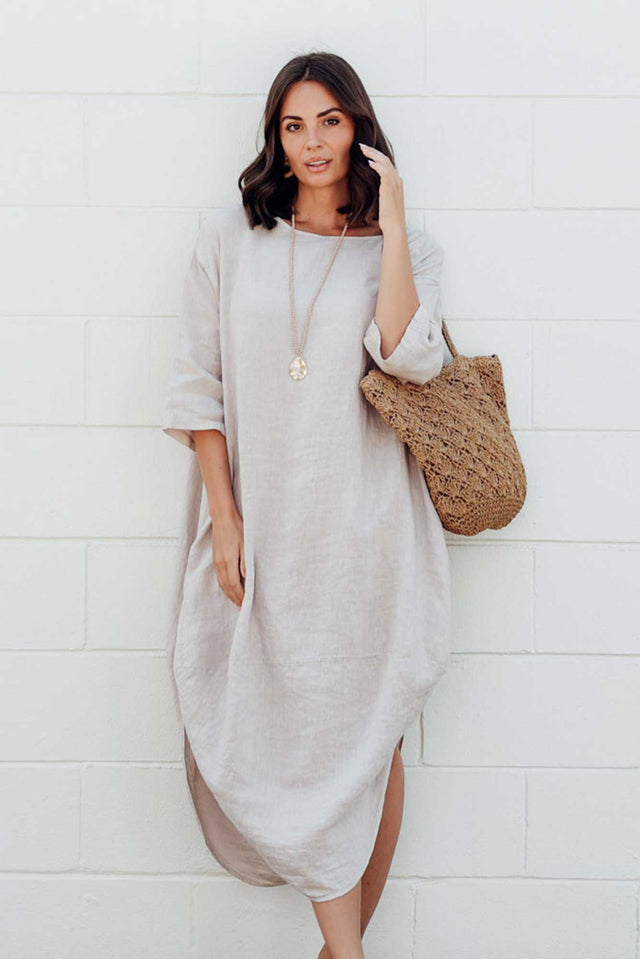 Irina Natural Linen Dress