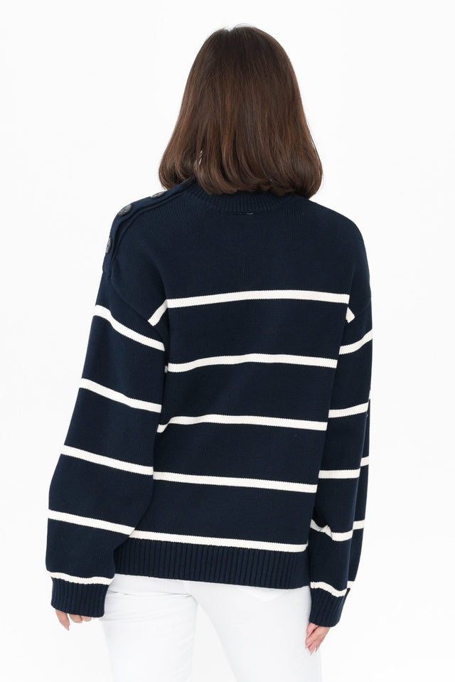 Iris Navy Stripe Cotton Knit Sweater image 5