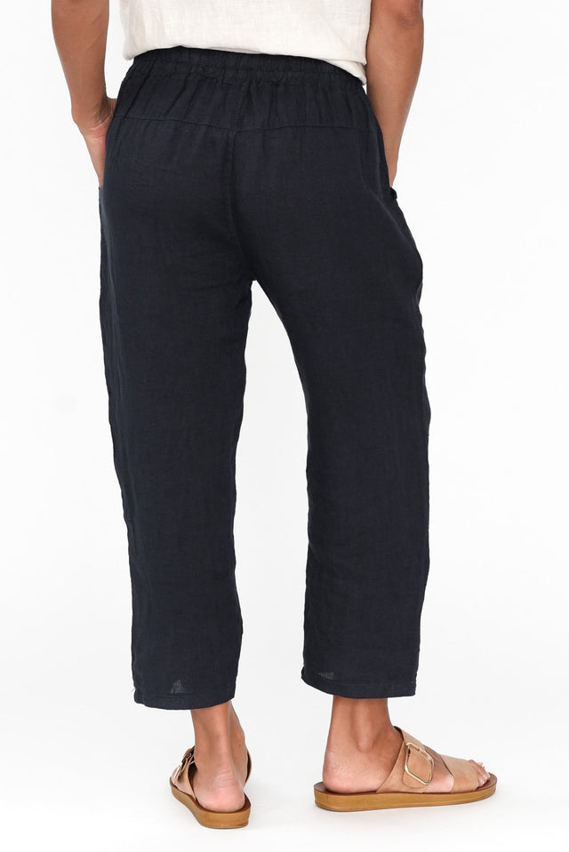 Isolara Navy Linen Gathered Pants image 5