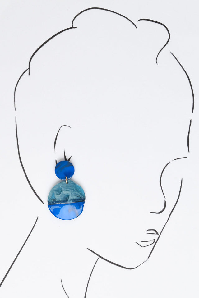 Isolde Blue Glitter Circle Earrings image 2