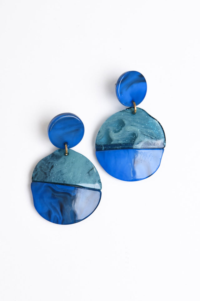 Isolde Blue Glitter Circle Earrings image 1