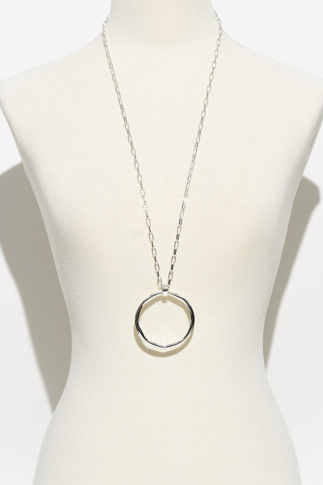 Ivana Silver Circle Pendant Necklace image 2