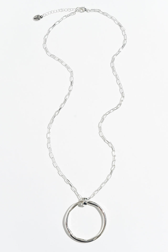 Ivana Silver Circle Pendant Necklace image 1