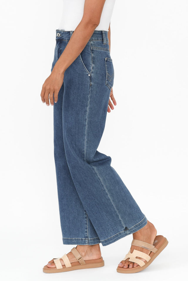 Izzy Dark Blue Wide Leg Jeans image 6