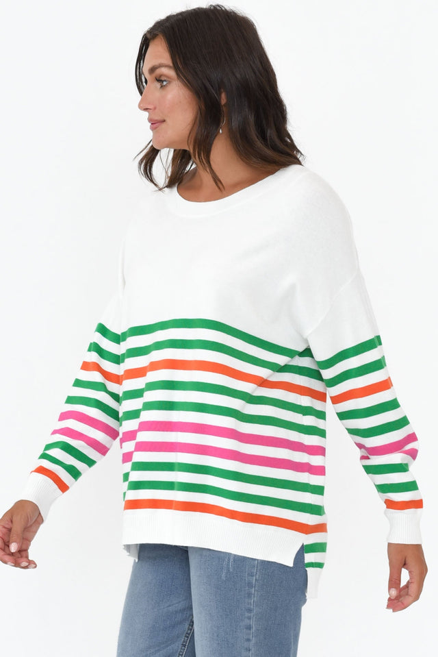 Jackson White Stripe Knit Sweater