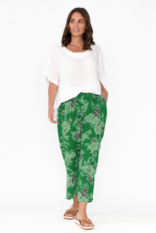 Jacqui Green Blossom Linen Pants