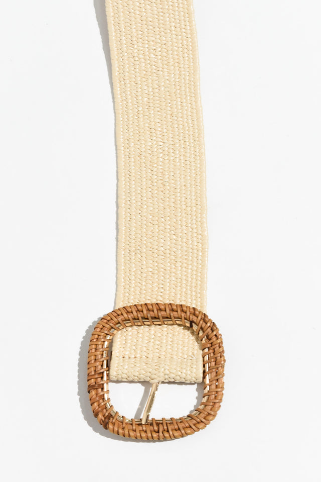 Jaipur Beige Rattan Buckle Woven Belt