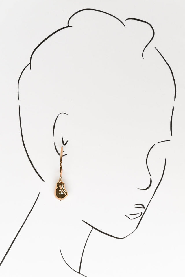 Jalissa Gold Cast Pearl Hoop Earrings
