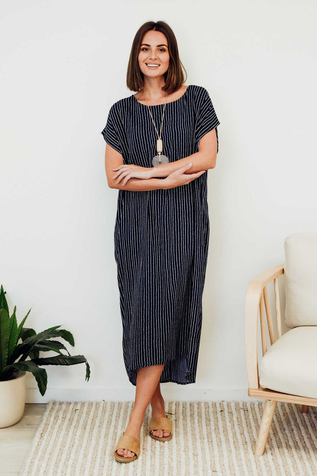 Janine Navy Stripe Kaftan