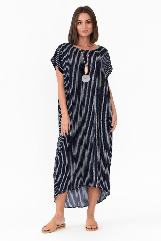 Janine Navy Stripe Kaftan