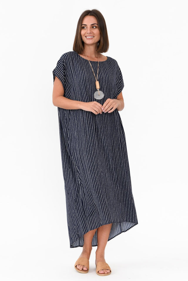 Janine Navy Stripe Kaftan