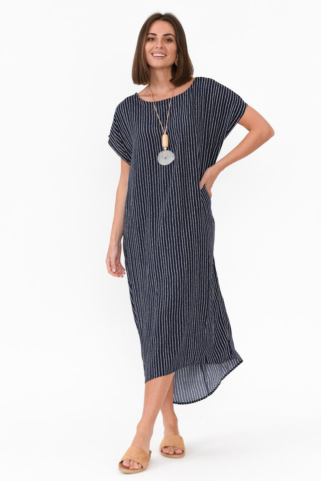 Janine Navy Stripe Kaftan