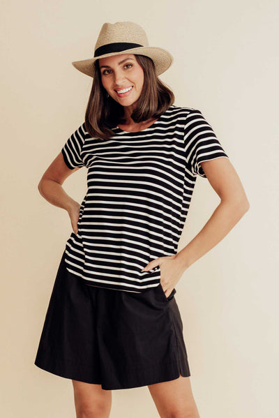 Janis Black Stripe Bamboo Tee