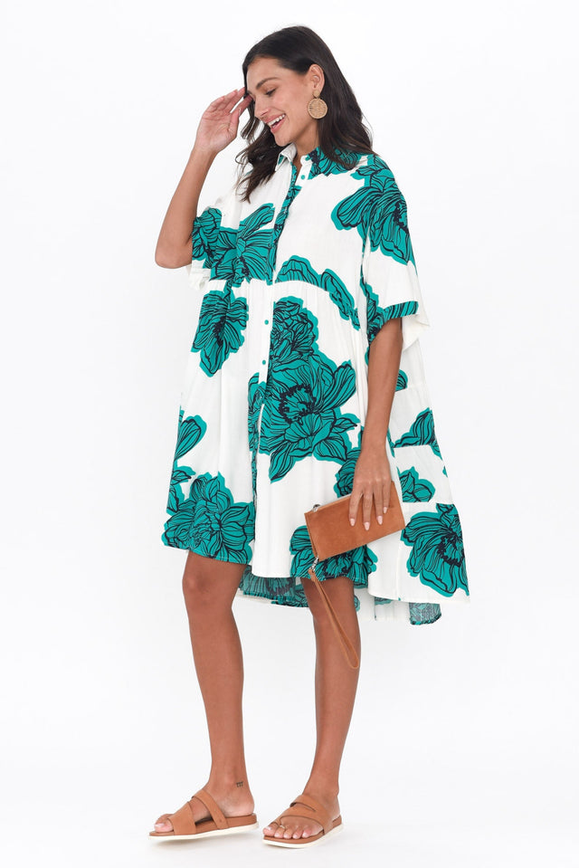 Jareth Green Floral Shirt Dress