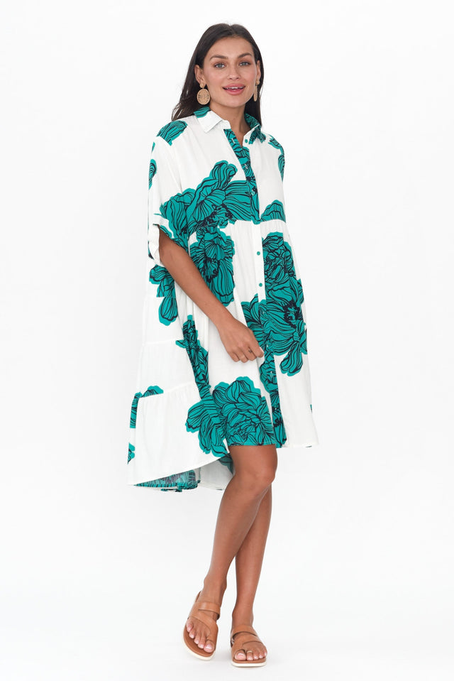 Jareth Green Floral Shirt Dress