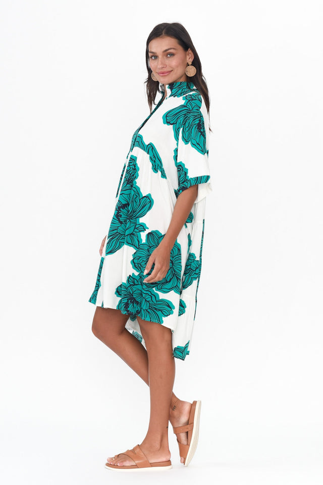 Jareth Green Floral Shirt Dress