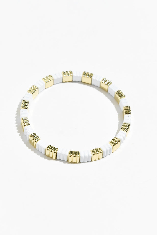 Java White Beaded Bracelet image 1