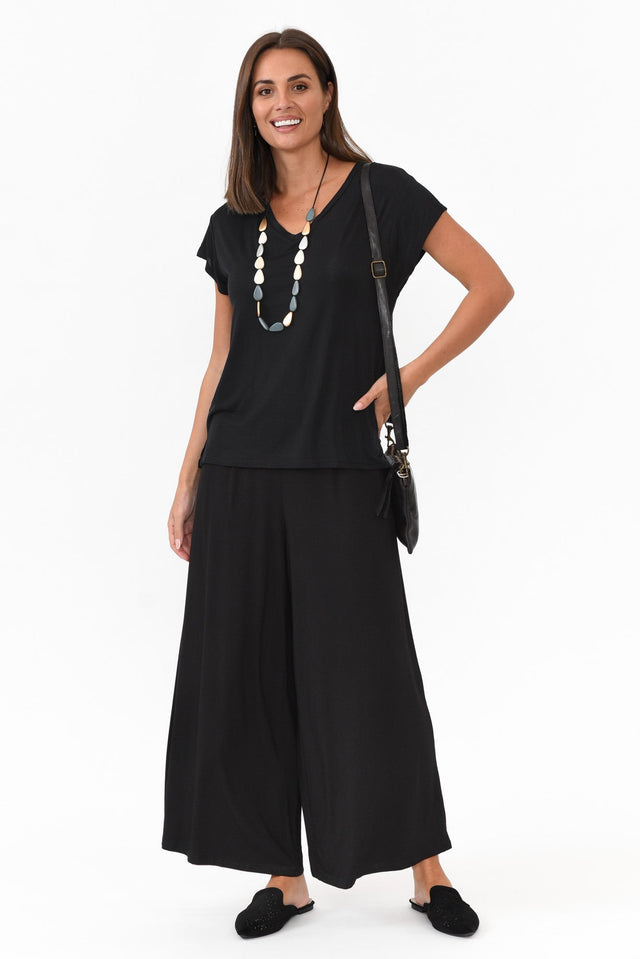 Lowen Black Modal Wide Leg Pants banner image