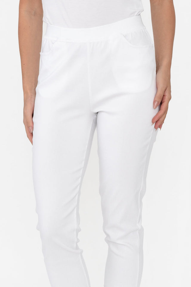 Jensen White Cotton Stretch Pants