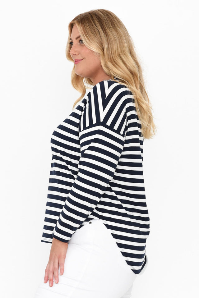 Jessie Blue Stripe Cotton Hi Lo Top image 10