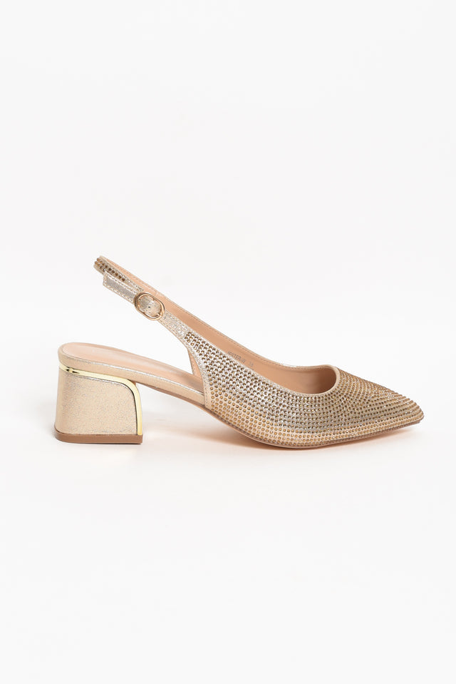 Jester Gold Diamante Slingback Heel image 7