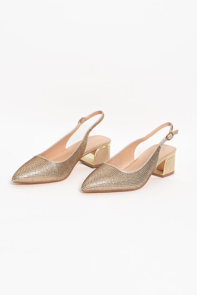 Jester Gold Diamante Slingback Heel image 4