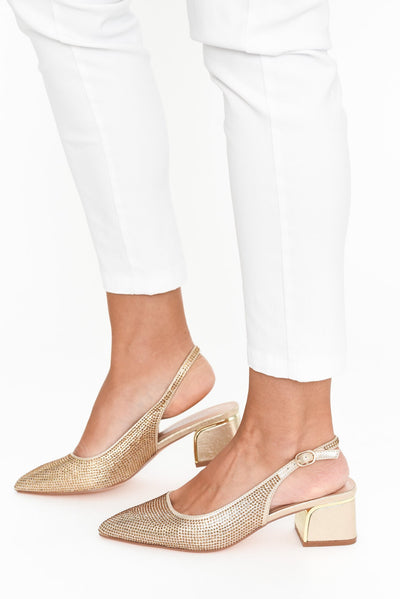 Jester Gold Diamante Slingback Heel