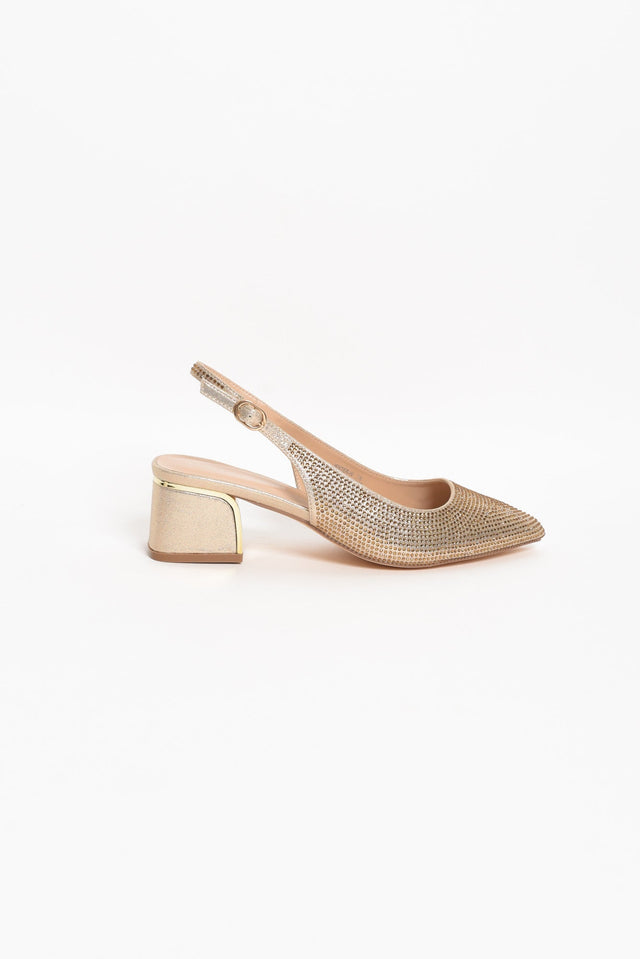 Jester Gold Diamante Slingback Heel image 7