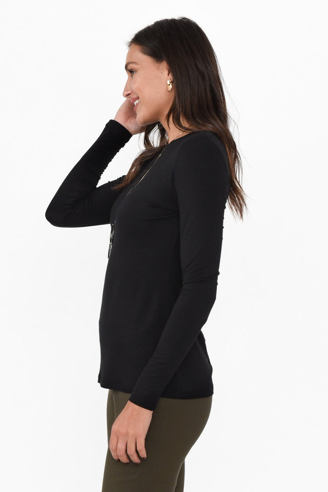 Jett Black Bamboo Long Sleeve Top image 3