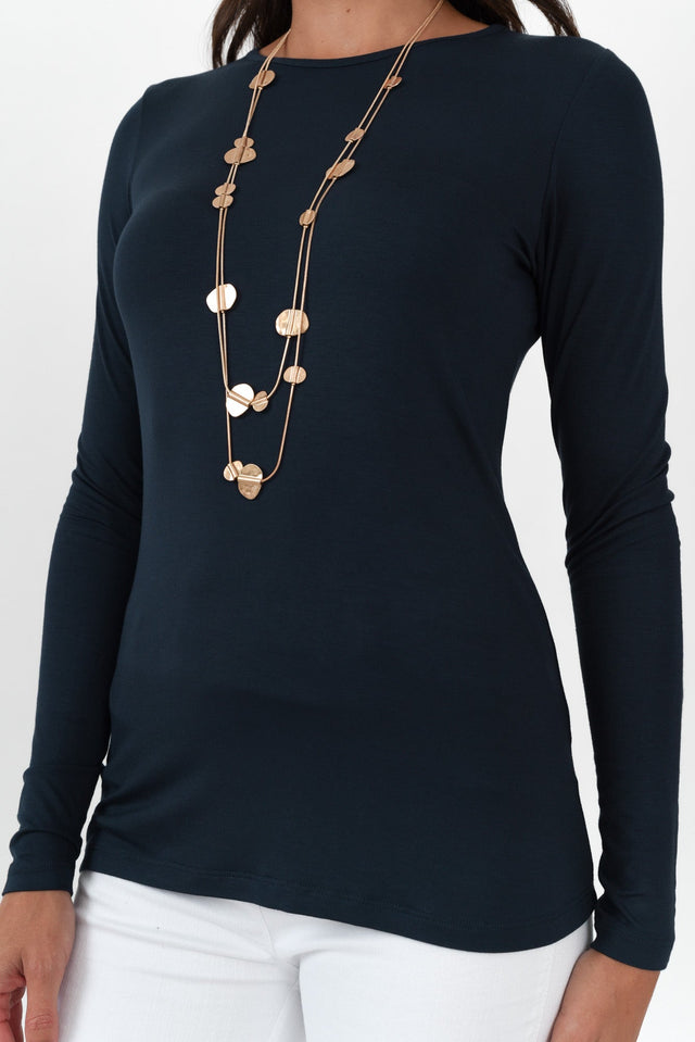 Jett Navy Bamboo Long Sleeve Top image 5