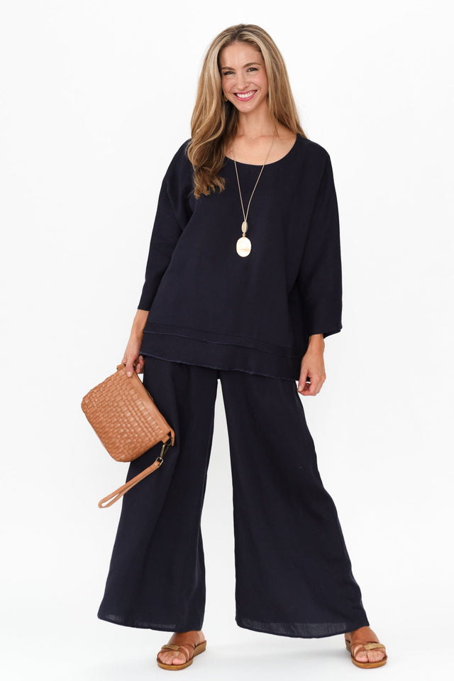 Emeline Navy Wide Leg Pants