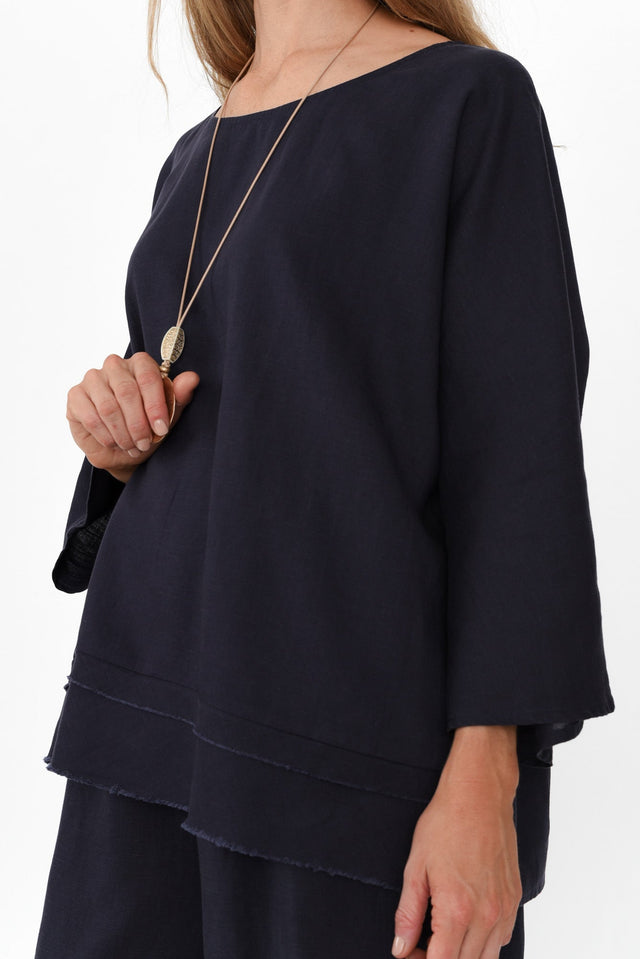 Johanna Navy Layered Top