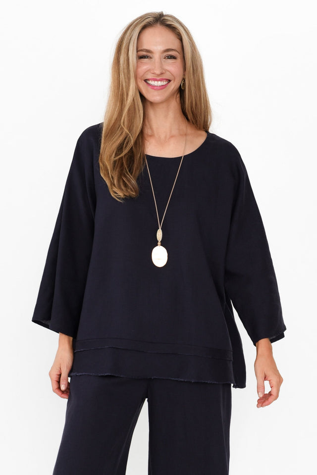 Johanna Navy Layered Top