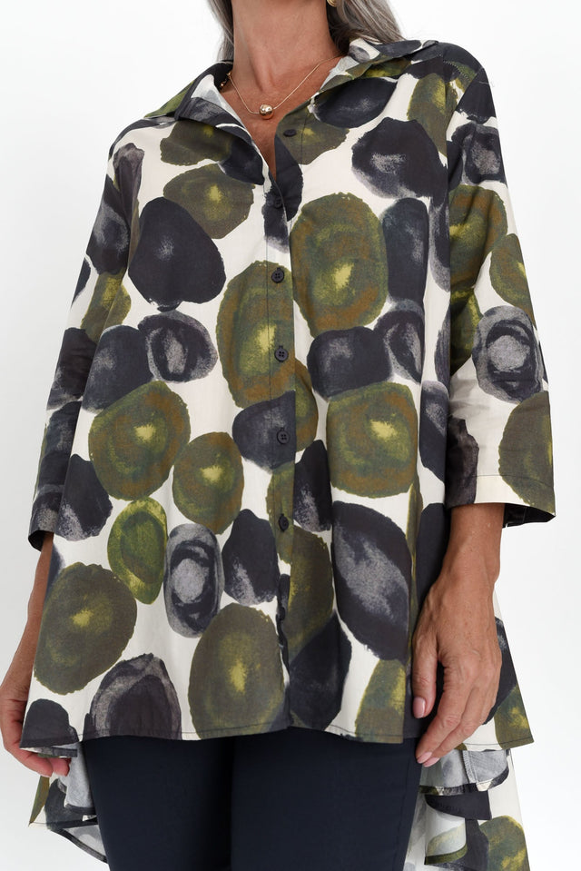 Joli Green Abstract Cotton Tunic