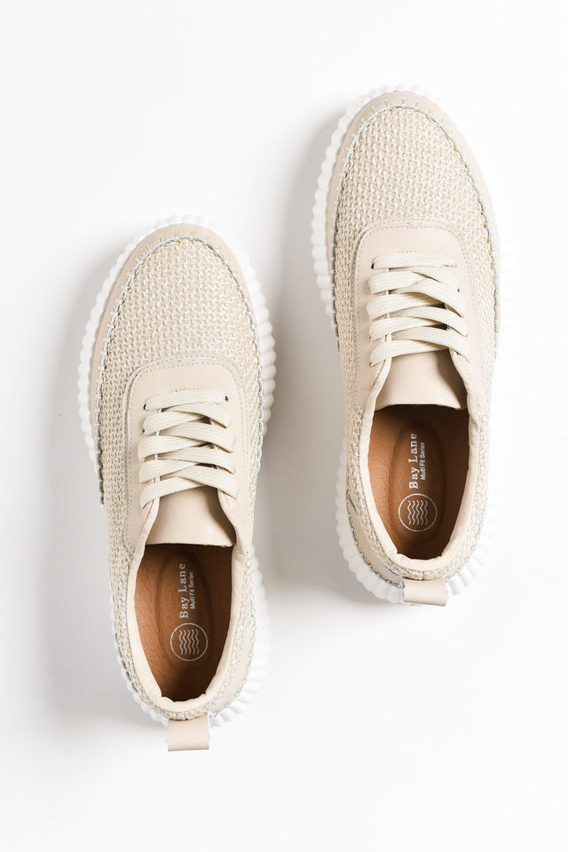 Jordi Natural Raffia Leather Sneaker