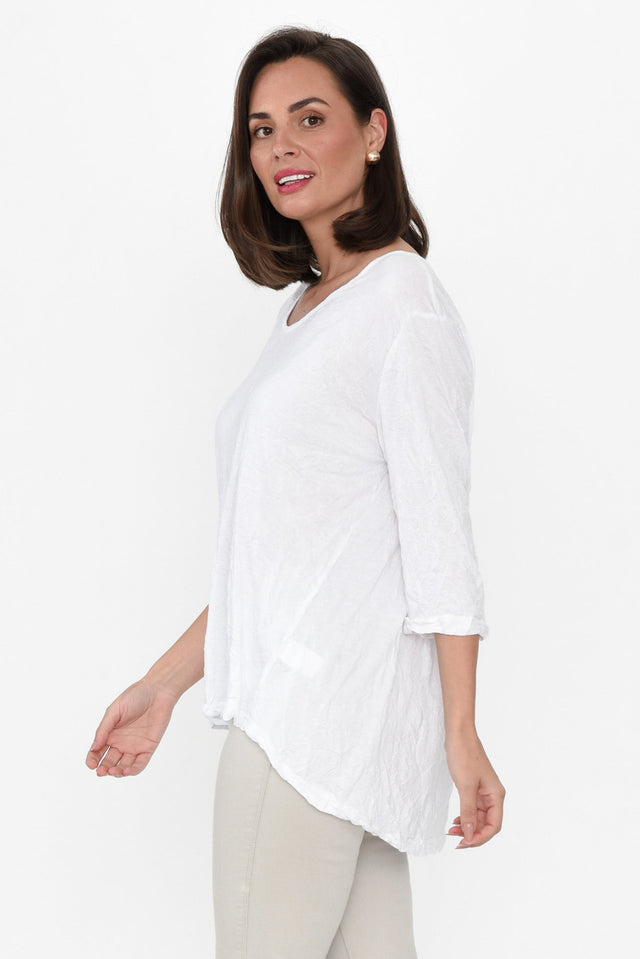 Julita White Crinkle Cotton Top