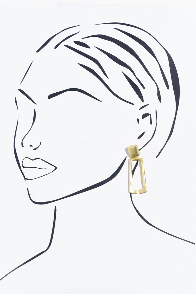 Kairi Gold Rectangle Drop Earrings image 2