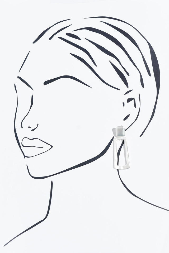 Kairi Silver Rectangle Drop Earrings image 2