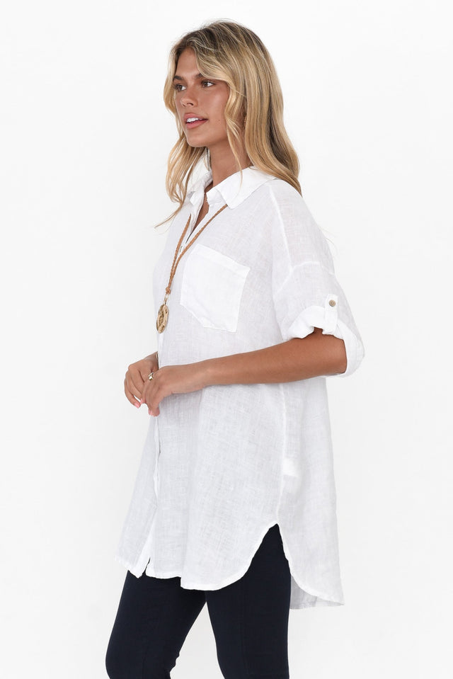 Kakadu White Linen Button Shirt image 5