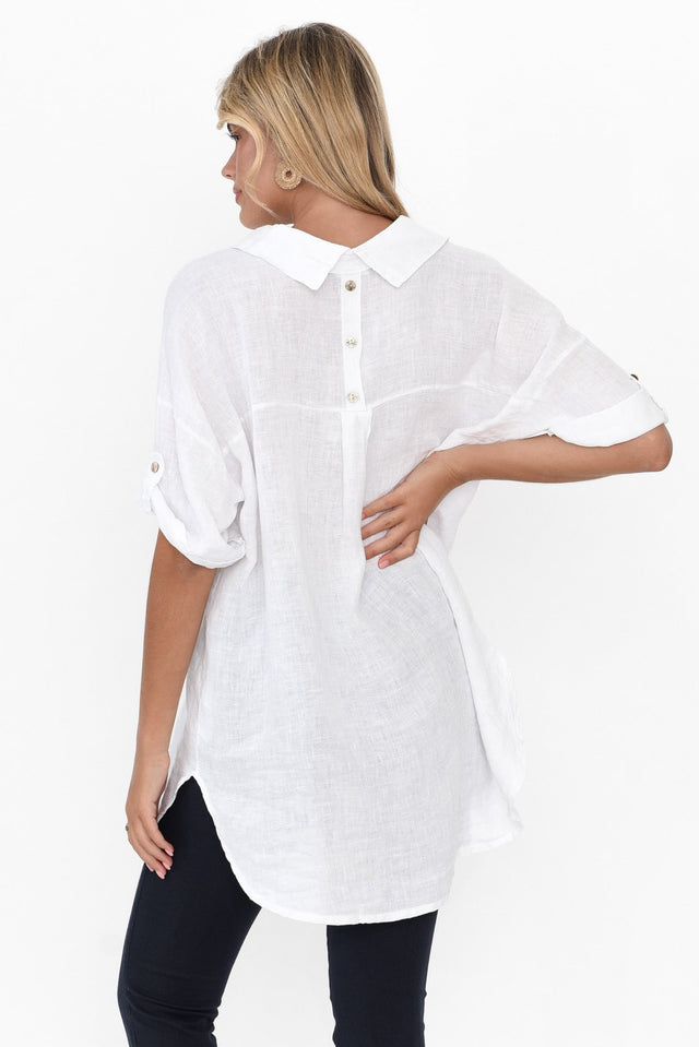 Kakadu White Linen Button Shirt image 6
