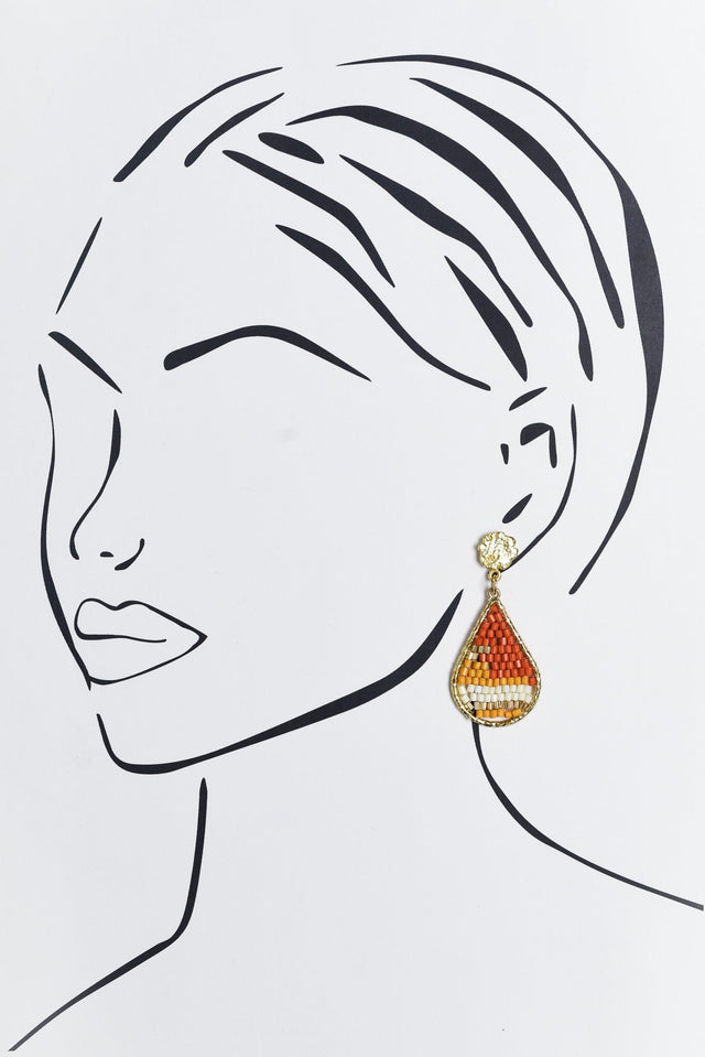 Kamalia Orange Beaded Earrings image 2