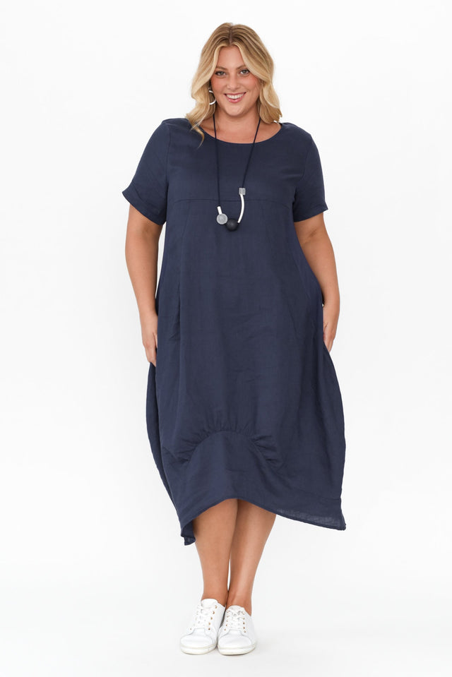 Kandace Navy Linen Pocket Dress image 10