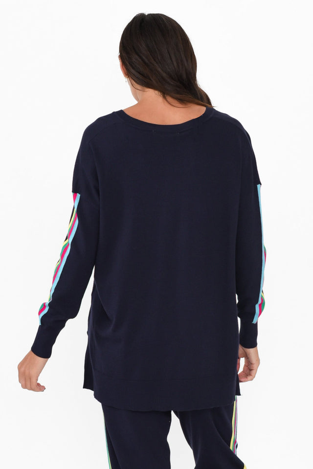 Karina Navy Stripe Knit Sweater