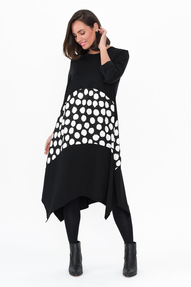 Kassida Black Spot Cotton Blend Dress