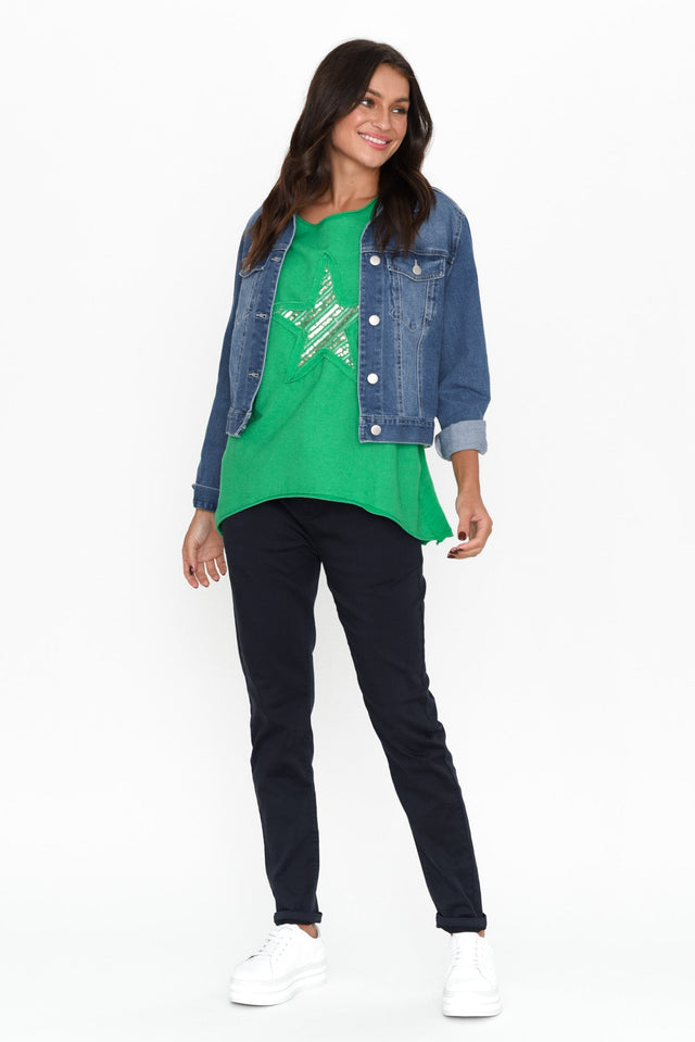 Kassidy Emerald Star Sequin Tee