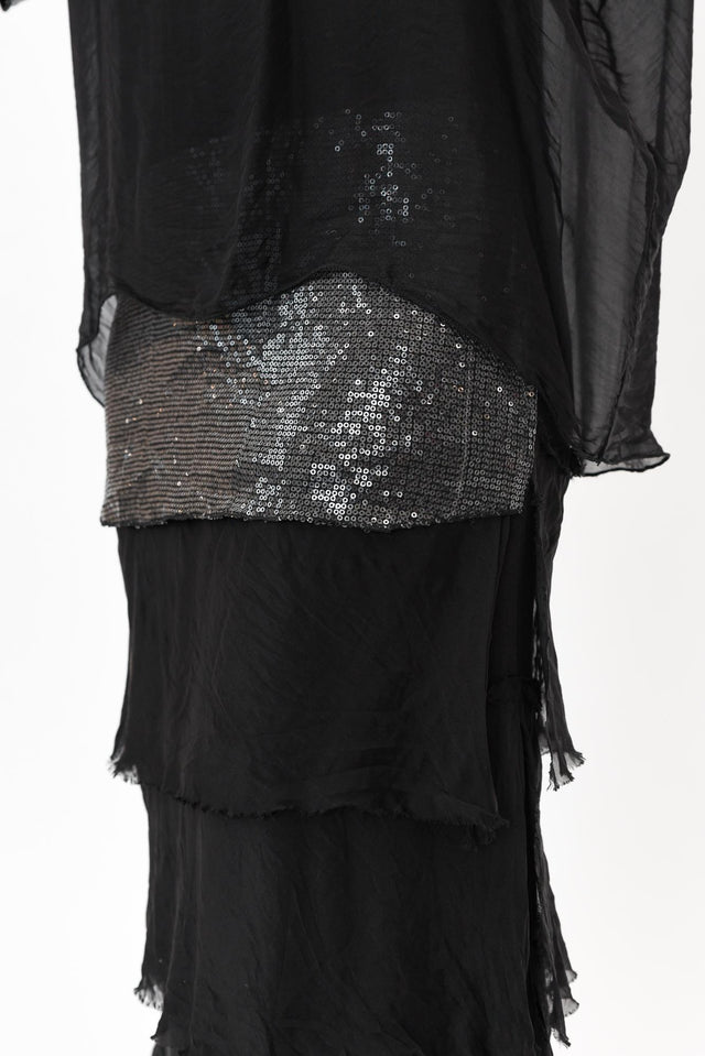 Katerina Black Sequin Silk Overlay Maxi Dress image 6