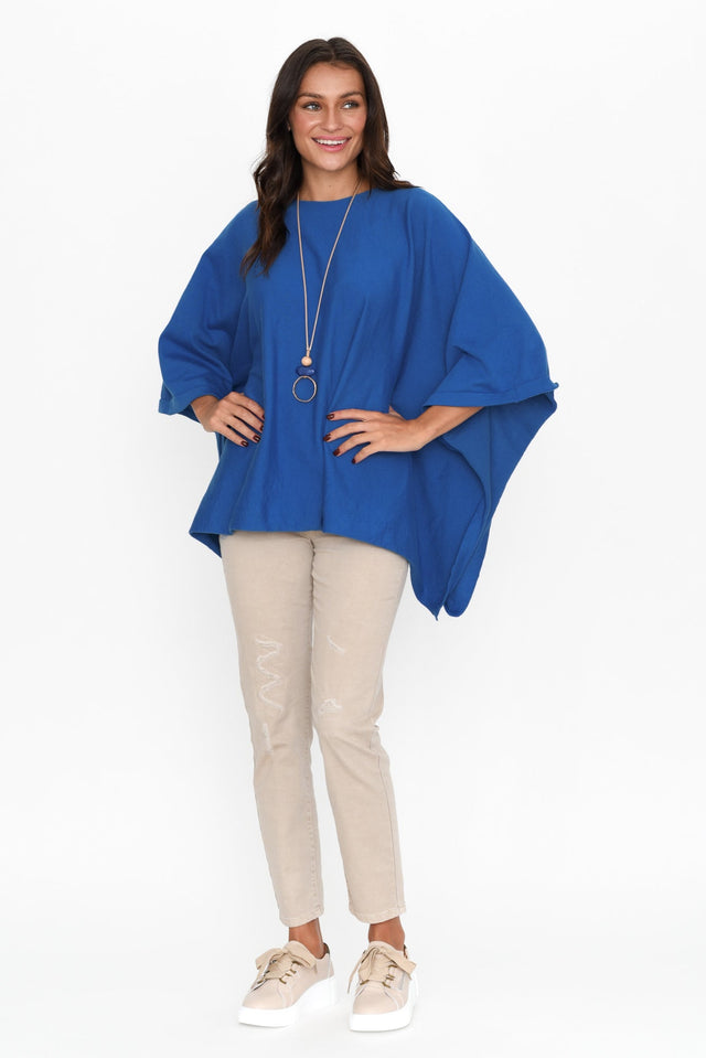 Kendi Cobalt Cotton Blend Poncho image 6