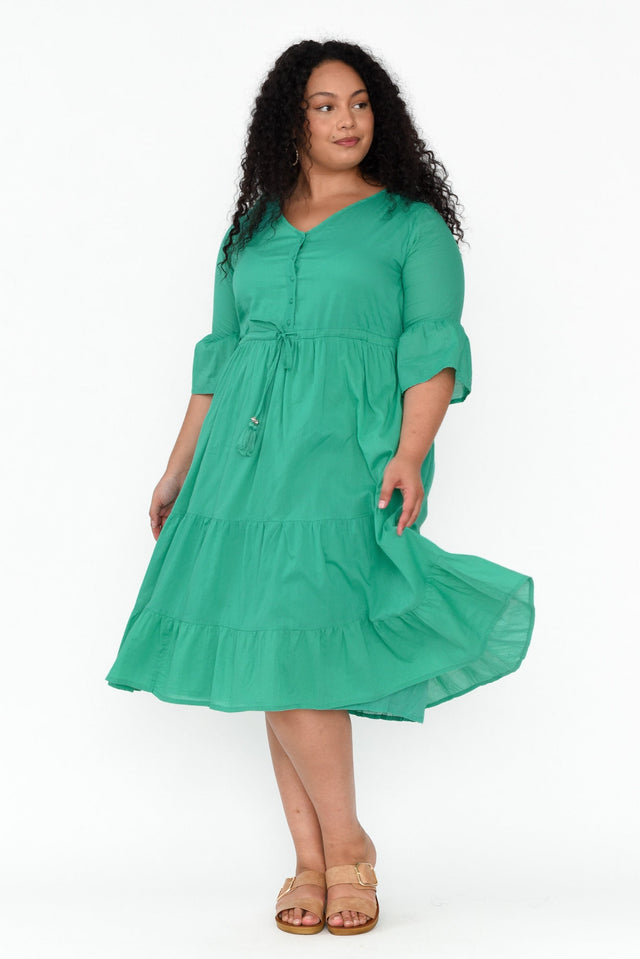 Kenley Green Crinkle Cotton Dress