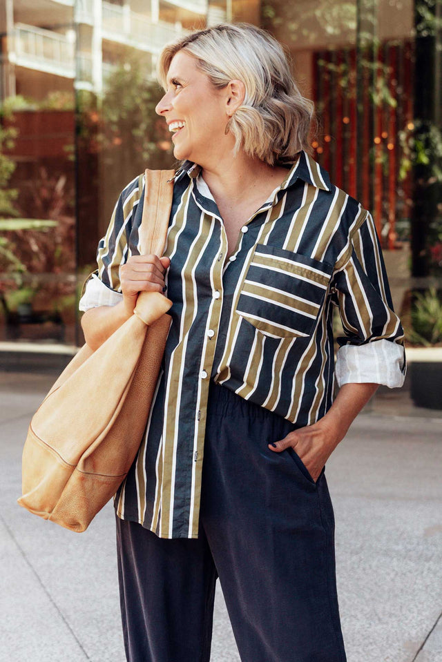 Kerry Navy Stripe Cotton Shirt image 1